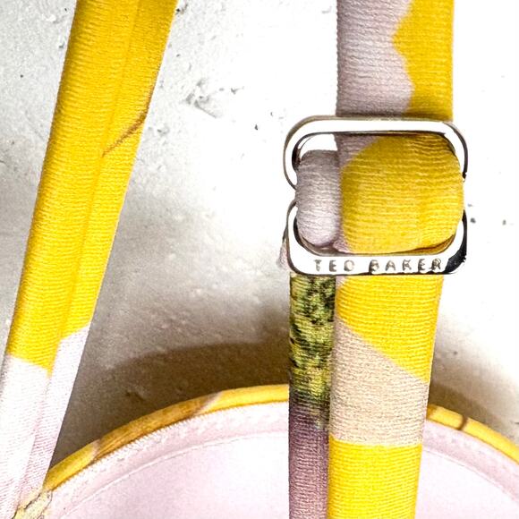 Ted Baker Womens Cabana Balconette Swimsuit Yellow Floral Removable Straps 12 - Picture 16 of 16